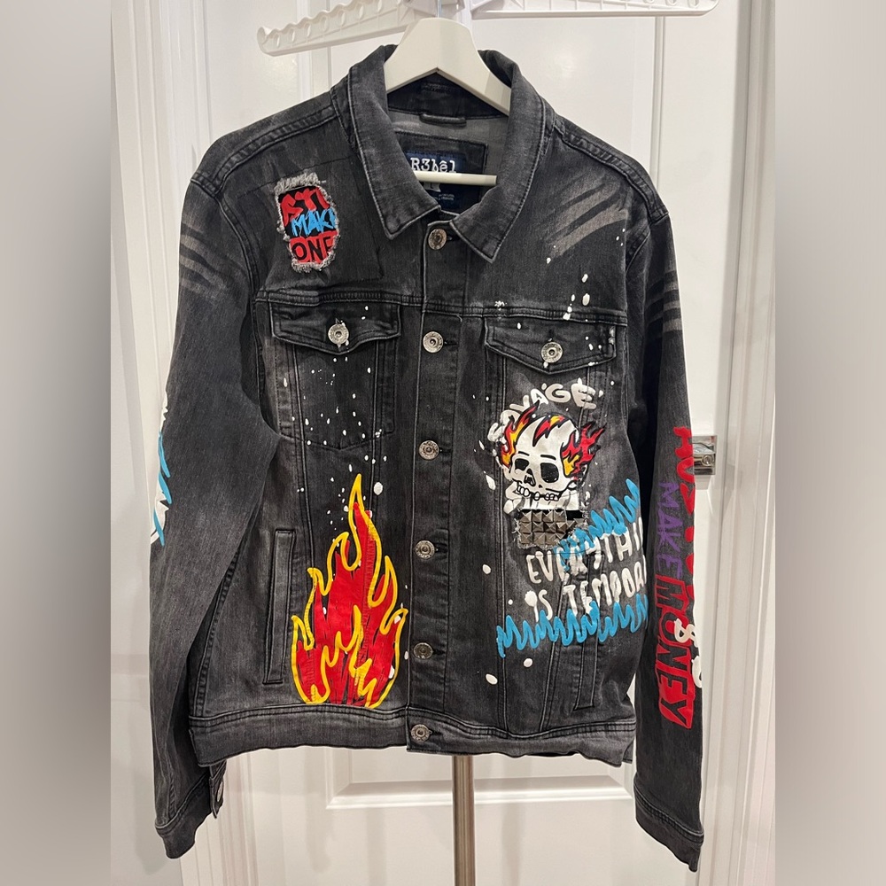 Mens Rebel (R3bel) Jean Jacket Size Large